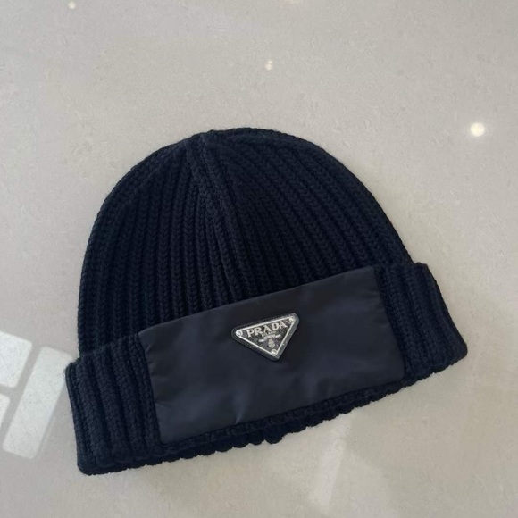 Prada Re-Nylon Gabardine And Wool Cap $750 NEW Without Tag - Picture 2 of 5